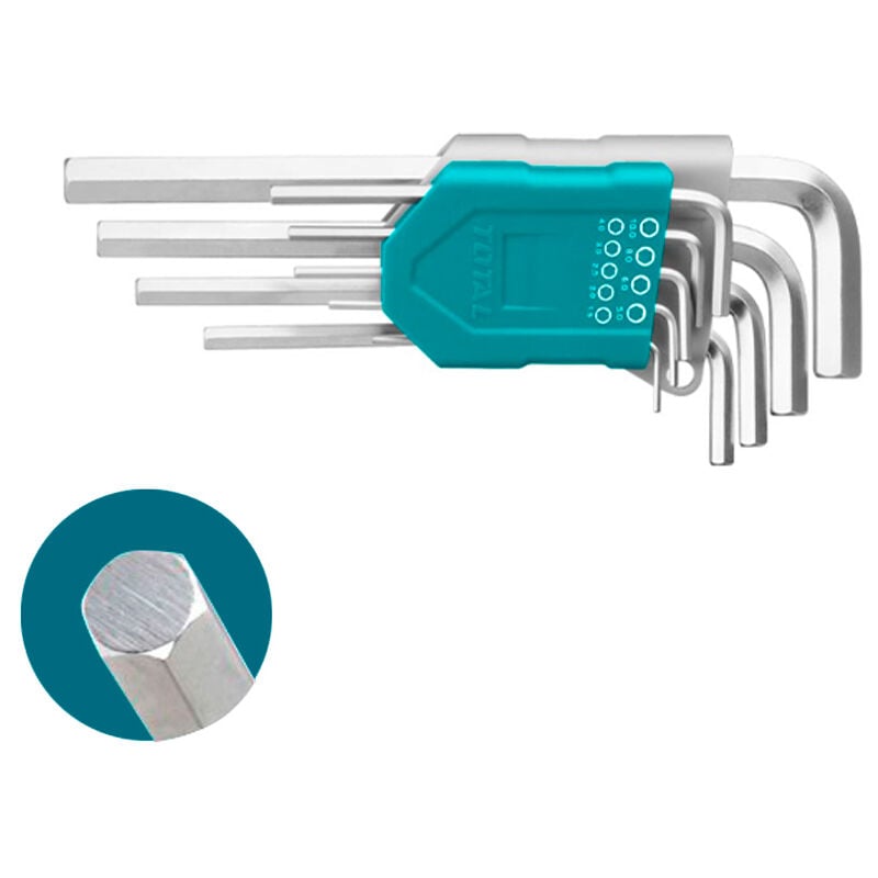 

Total Tools Juego llaves allen hexagonales CR-V - 9 PCS (1.5 - 10 mm)