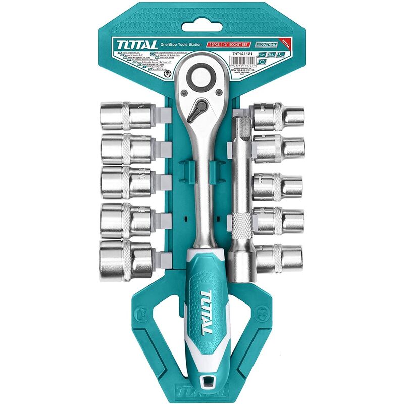 

THT141121 Juego de llaves y vaso 1/2 Cromo vanadio 12 Piezas - Total Tools