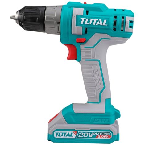 TOTAL - Trapano avvitatore a batteria  55 x 26 x 2,4 cm  Blu  Coppia massima di serraggio di 45 Nm  Trapano mandrino con autoblocco per progetti fai da te