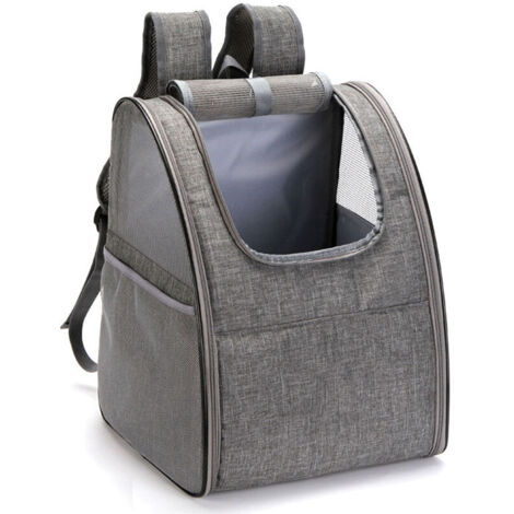 Tote Bag Sac à Dos pour Chats Petits Chiens, Coussin en Polaire Amovible Pliable en Maille Transparente Respirante, Panier de Stabilisation pour Voyager en Train ou en Avion, Gris