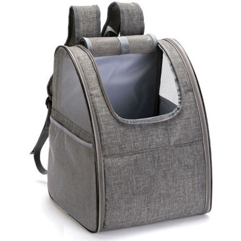 Tote Bag Sac à Dos pour Chats Petits Chiens, Coussin en Polaire Amovible Pliable en Maille Transparente Respirante, Panier de Stabilisation pour Voyager en Train ou en Avion, Gris