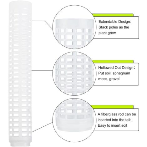 Tótem de musgo de coco de 25 cm de largo para plantas trepadoras – soporte de plástico para plantas de uso interior