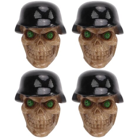 Totenkopf-Ventilkappen für Reifen – 4er-Set, universell für Autos, Motorräder, Fahrräder, SUVs, LKWs (Schwarz)
