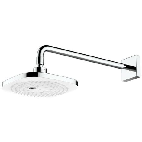 TOTO DaySpa Kopfbrause d. 220mm eckig, mit 2 Strahlarten, Wandbefestigung, Kunststoff, Weiß/Chrom
