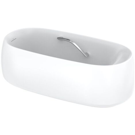 TOTO Floating Badewanne rund, freistehend, 1700mm, mit Wannengriff, Galalato, Recline Comfort, Mattweiß