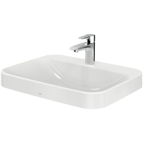 TOTO LF Möbelwaschtisch Breite 600mm, Möbelmontage, mit Hahnloch und Überlauf, Keramik Cefiontect, Weiß
