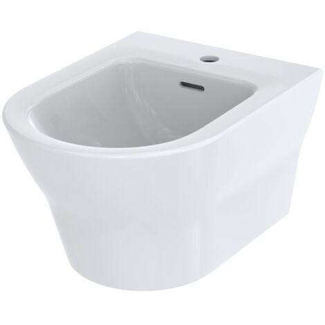 TOTO MH Bidet wandhängend, Vorwandmontage, mit Hahnloch mittig und Überlauf, Keramik Cefiontect, Weiß