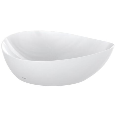TOTO TA Aufsatzwaschtisch asymmetrisch, Breite 460mm, Möbelmontage, ohne Hahnloch, mit Überlauf, Keramik Cefiontect, Weiß