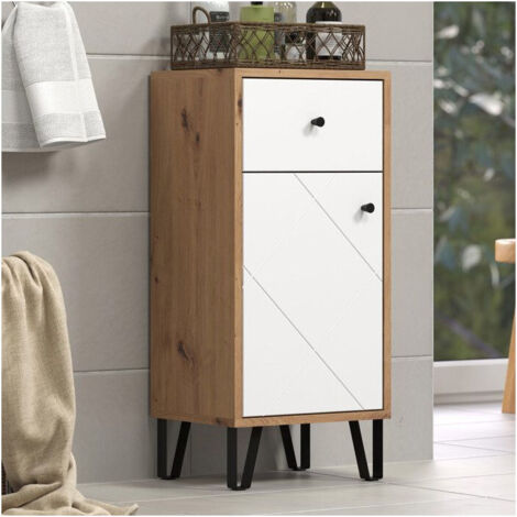 Touch armadietto da bagno bianco opaco, decoro rovere.