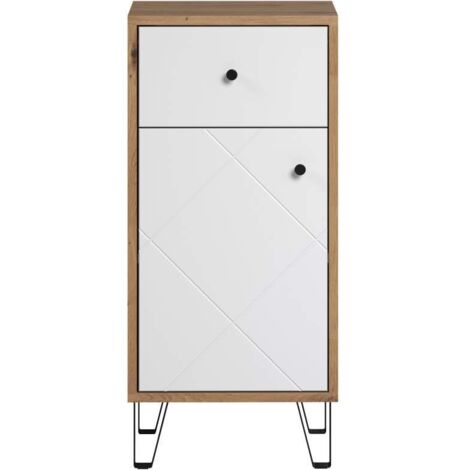 Touch Badschrank weiß matt, Eiche dekor.