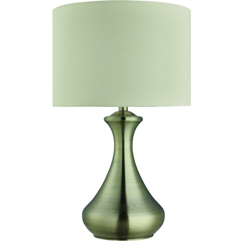 Searchlight Touch - 1 Light Table Touch Lamp Antique Brass with Cream Shade, E14