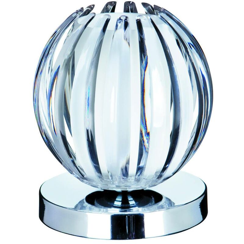 Searchlight Claw - 1 Light Table Touch Globe Lamp Chrome, with Clear Acrylic and Frosted Glass, G9