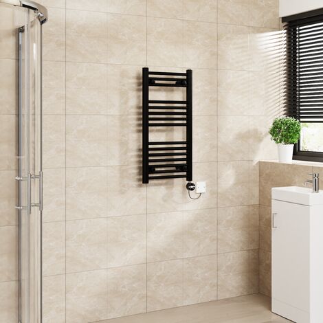 Touch Screen Thermostatic Straight Towel Rail Black 800x400mm