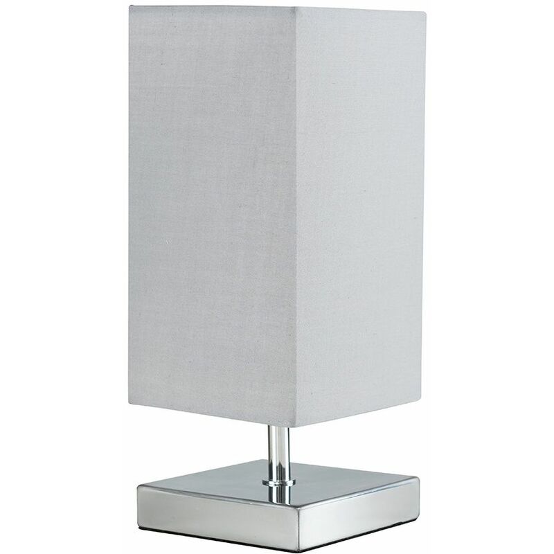 Square Chrome Touch Table Lamps - Cool Grey - Including LED Bulb