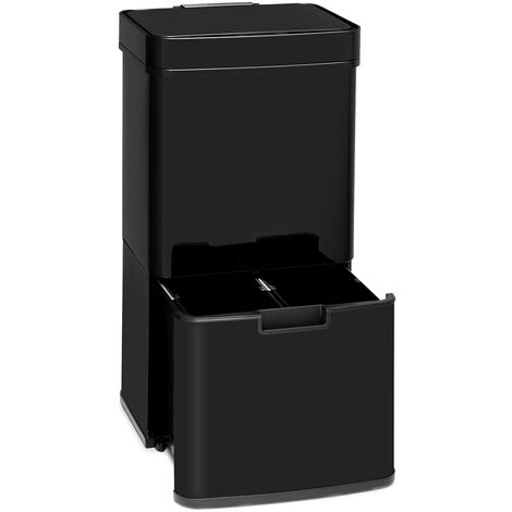 Touchless Black Stainless Steel Rubbish Bin Sensor 72L Black