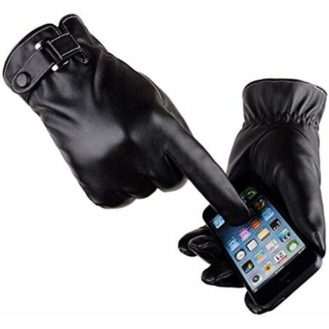 Touchscreen Leather Gloves for Men, Winter, Soft, Black, Warm Gloves