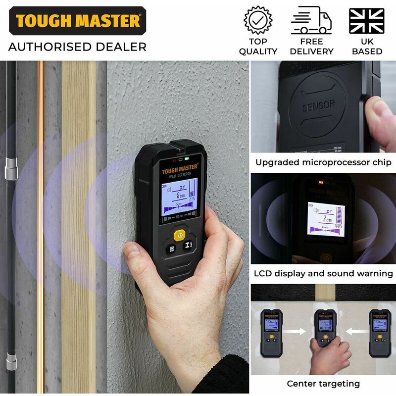 Electric Stud Finder 5in1 Wire Cable Wall Detector Senser Scanner - Tough Master