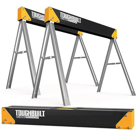 Toughbuilt – Pack de 2 tréteaux C300 – Charge maximale 1000 kg – Structure acier – Finition zinguée – Poignée de transport