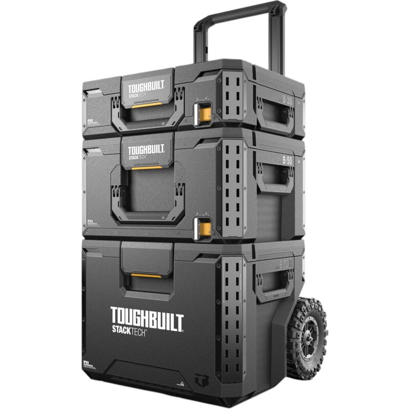 Image of StackTech TB-B1S3-B-70R Werkzeugkisten Set mit Rollen 3 tlg. IP65 86 x 56 x 40 cm - Toughbuilt