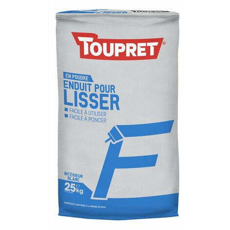 Toupret – Enduit de lissage F 25kg – Pour intérieur – Épaisseur 2mm – Lisse imperfections et facile à poncer