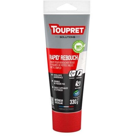 Toupret – Enduit de rebouchage 0.33 kg en pâte – Pour murs et plafonds intérieurs – Application facile – Temps de séchage 4h