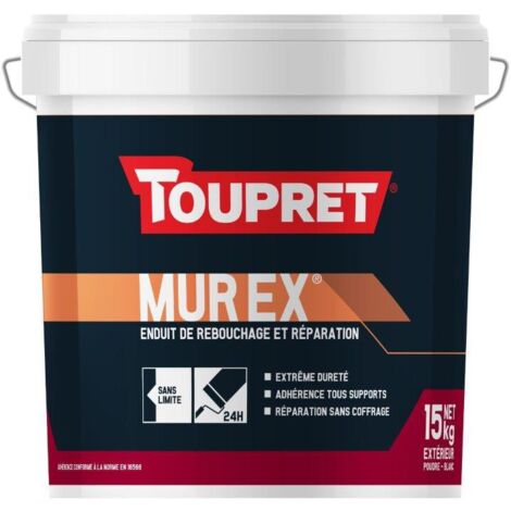 Toupret – Enduit de rebouchage extérieur en poudre 15KG – Adhérence tous supports – Extrême dureté – Réparation sans coffrage