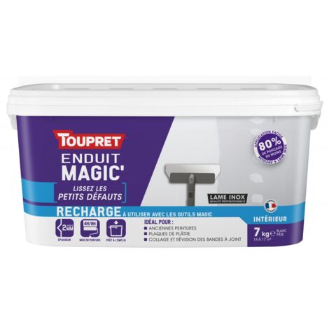 Toupret – Enduit de lissage pâte 7 kg – Pour murs intérieurs – Application facile avec rouleau – Temps de séchage 1 heure