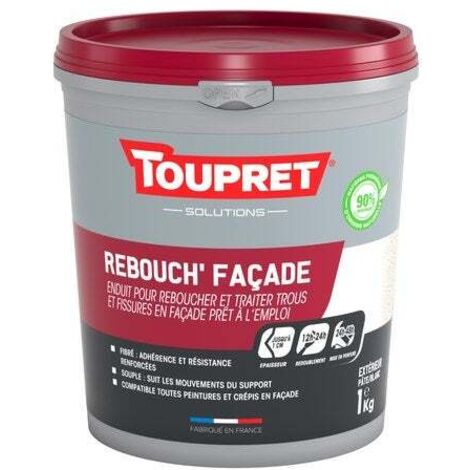 Toupret – Enduit de rebouchage façade 1 kg – Pâte fibrée pour extérieur – Accroche renforcée – Flexible pour fissures et trous