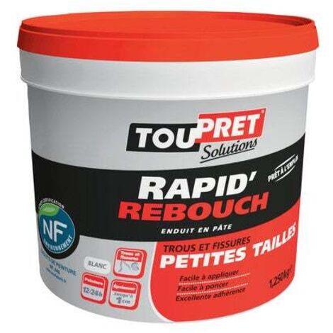 Toupret – Enduit de rebouchage en pâte 1.25 kg – Pour murs et plafonds intérieurs – Application facile – Séchage rapide 12h