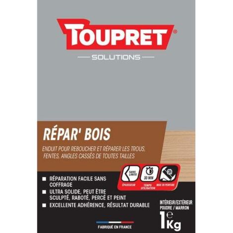 Toupret – Enduit de rebouchage pour bois – Finition lisse et durable – Temps de séchage 3h – Poids 1.09 kg – Norme NF Environnement