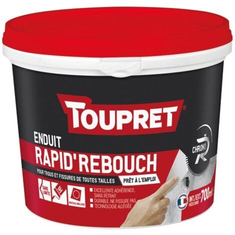 Toupret – Enduit de rebouchage rapide 700ml – Pâte grise pour intérieur et extérieur – Séchage en 1 heure – Excellente adhérence