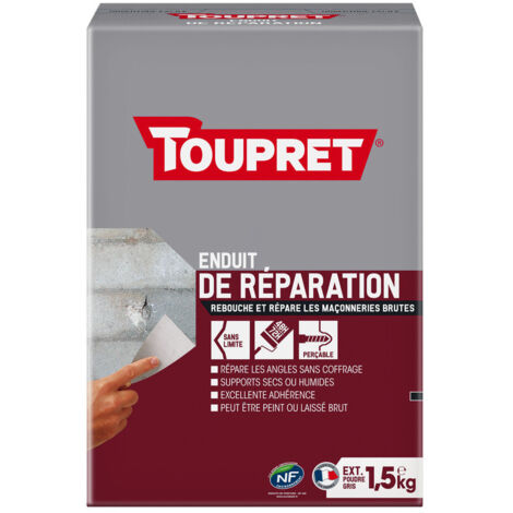 TOUPRET - Enduit de réparation extérieur poudre 1.5kg gris