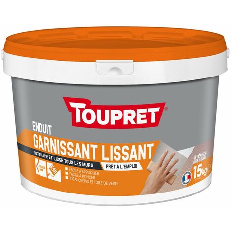 Toupret – Enduit garnissant lissant pâte 15kg – Prêt à peindre en 24h – Application facile sur crépis et toile de verre – Séchage rapide 8-12h - BCGARP15