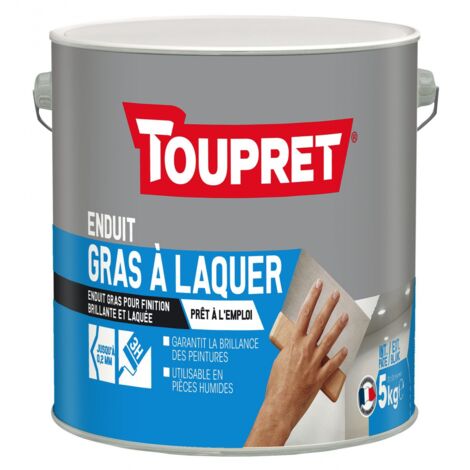 Toupret – Enduit gras à laquer 5kg – Pour surfaces intérieures et extérieures – Brillance miroir – Application facile en pièces humides