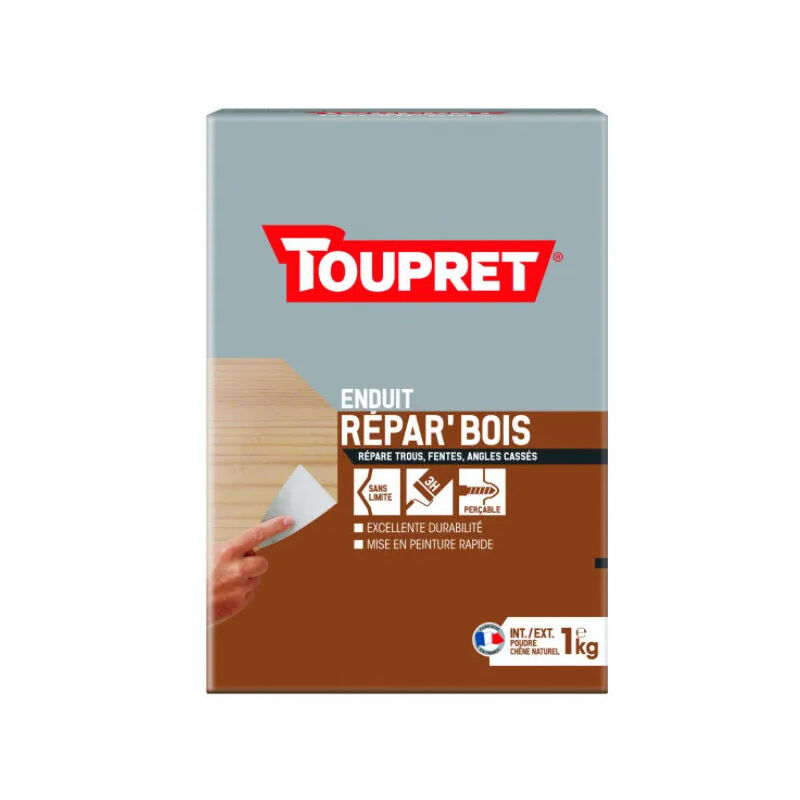 Enduit rebouchage bois intérieur et extérieur, poudre de 1kg