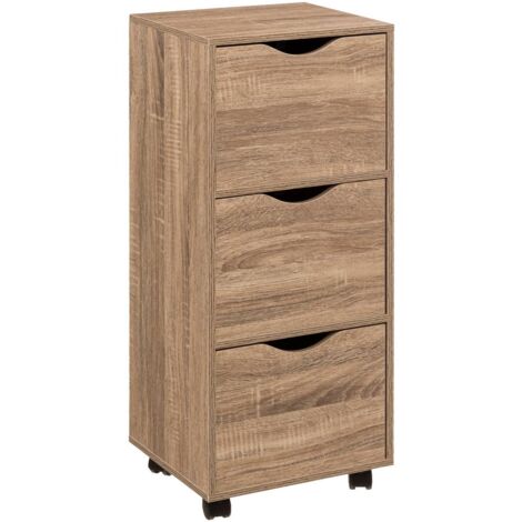 Tour 3 portes à roulettes effet bois - 5 five simply smart - Effet bois naturel