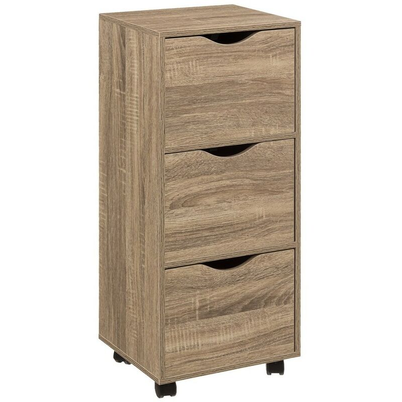 Tour 3 tiroirs roulettes naturel