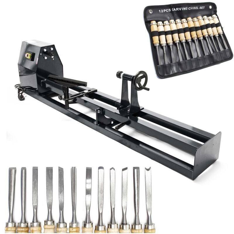 Xpotool - Tour à bois 400W et kit de fers à sculpter 12 pcs. avec fer plat & gouge