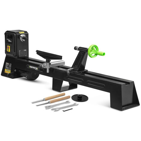 Tour à bois 400W – Longueur 1000mm – Diamètre max 350mm – 4 vitesses 890-2600 t/min – Construction métal robuste – Constructor