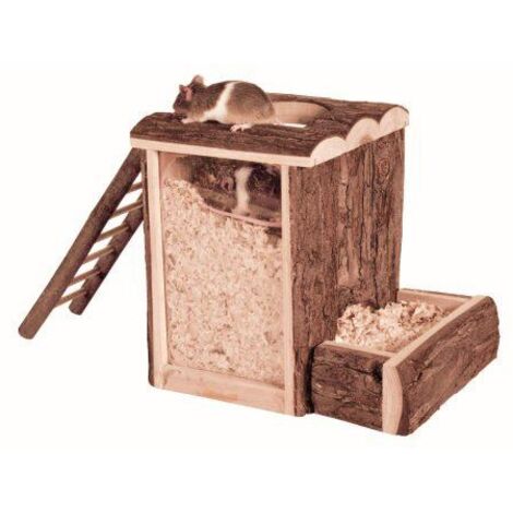 Tour à creuser, souris, en bois d'écorce - 20 × 20 × 16 cm
