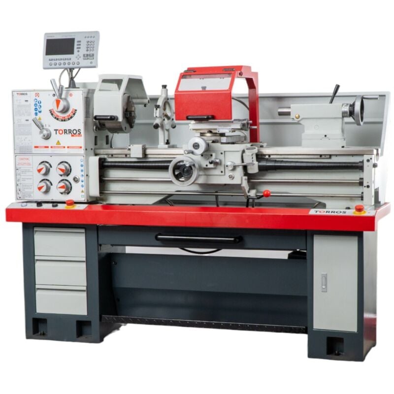 Torros - Tour à métaux hauteur des pointes 180 mm entre-pointes 1000 mm alésage 51 mm 2,2 kW 400V affichage digital TR3610S