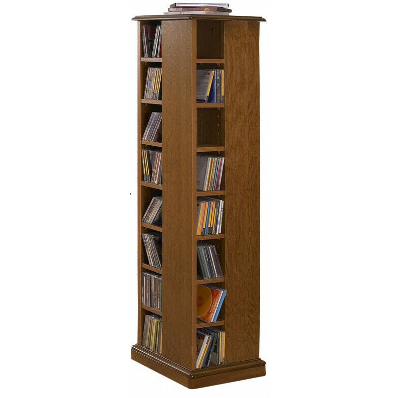 Tour cd dvd Pivotante Chêne 28 Etagères l 35 h 134.5 p 35 cm - marron