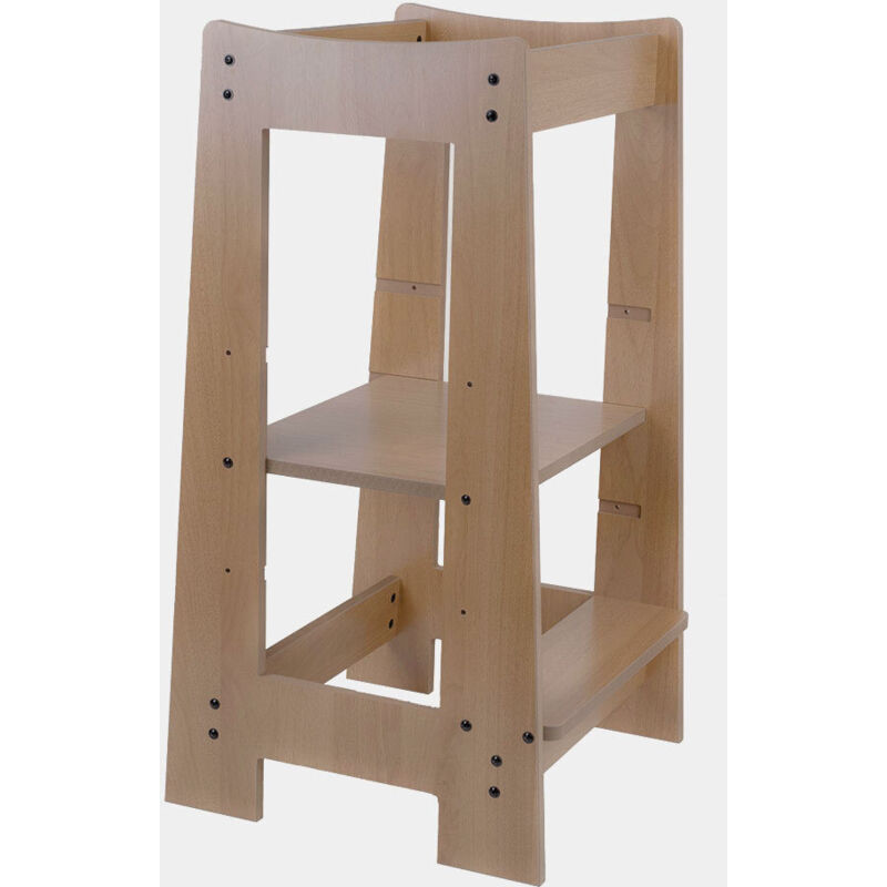 Tour d'apprentissage Aides de cuisine pour enfants Bois Tabouret pour enfants 3 marches réglables en hauteur, facile à nettoyer, stable, LxlxH