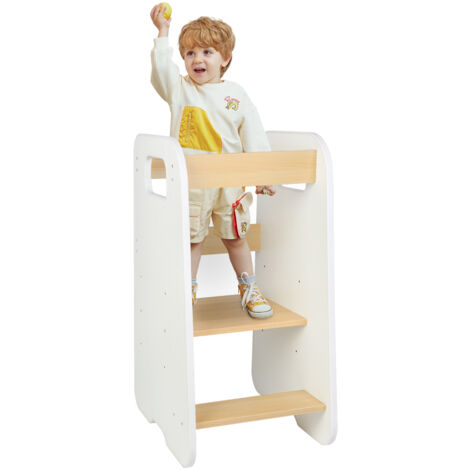 Tour d'Apprentissage pour Enfant-Barre de Sécurité-80x50x40cm-blanc