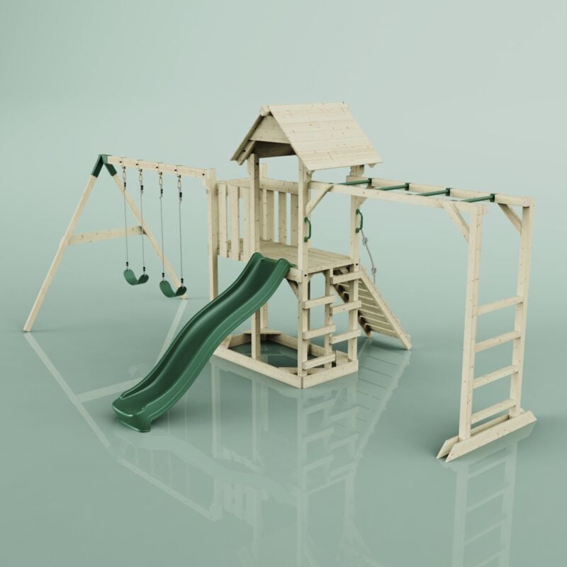 Polarplay - Tour de jeux Helsingborg Vert 562 x 358 cm Balançoire pour enfants