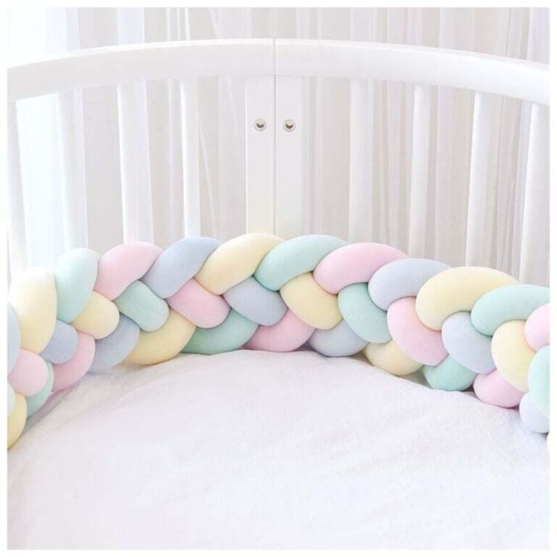 Tour De Lit 3M 4 Tissage Bebe Coussin Serpent Tresse Pare-Chocs Protection En Velours Tour De Lit Pepiniere Pour Nouveau-Nes Chambre Decor Jaune
