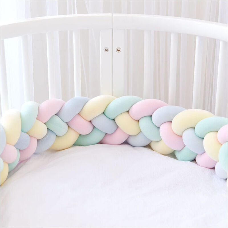 Tour De Lit 3M 4 Tissage Bebe Coussin Serpent Tresse Pare-Chocs Protection En Velours Tour De Lit Pepiniere Pour Nouveau-Nes Chambre Decor Jaune