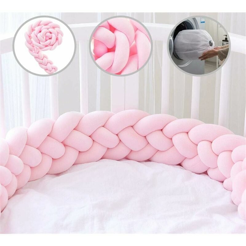 SNQ - Tour De Lit 4 Tissage Bébé Coussin Serpent Tressé Pare-Choc Velours Protection lit Bumper Pépinière pour Les Nouveau-Nés Lit Chambre Décor avec
