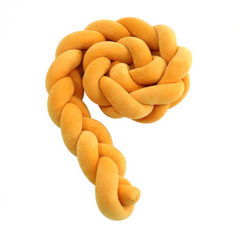Tour de lit bébé- 3 Tissage Bébé Coussin Serpent Tressé Pare - Choc Velours Protection lit Bumper Pépinière pour Les Nouveau-Nés Lit Chambre Décor avec, curcuma - 1M