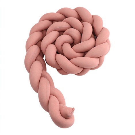 Tour de lit bébé- 3 Tissage Bébé Coussin Serpent Tressé Pare - Choc Velours Protection lit Bumper Pépinière pour Les Nouveau-Nés Lit Chambre Décor avec, orange clair - 3M